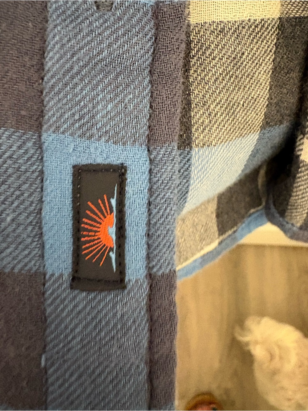 Faherty Blue and Navy Plaid flannel cotton, REVERSIBLE - Picture 2 of 4